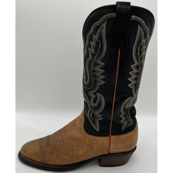 Lucchese 2000 Men’s Size 8D Black Tan Ostrich Leather Western Cowboy Boots - Picture 9 of 14